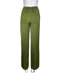 OLIVE SATIN PANTS