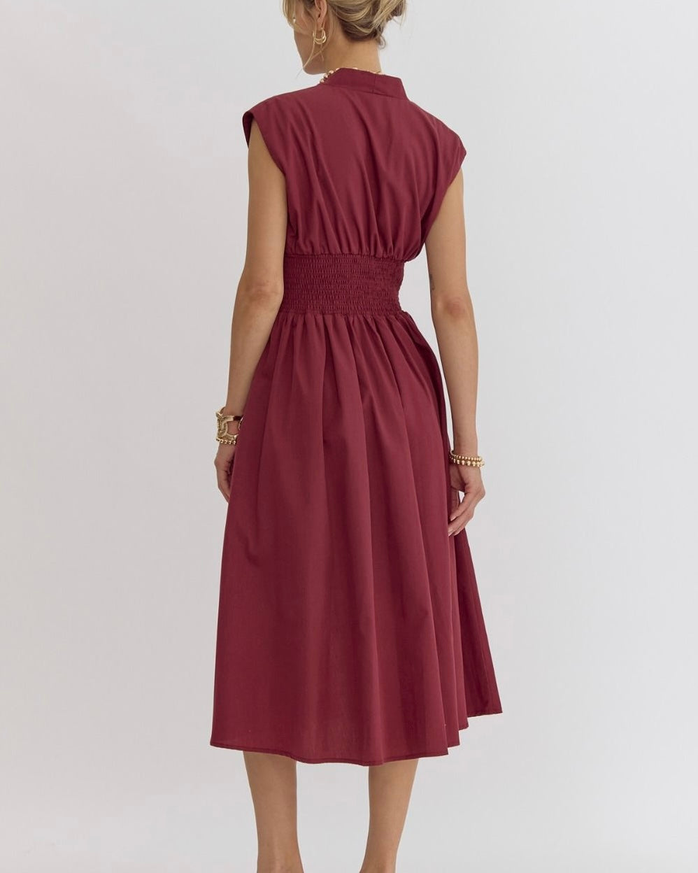 Sleeveless Midi Dress In Merlot