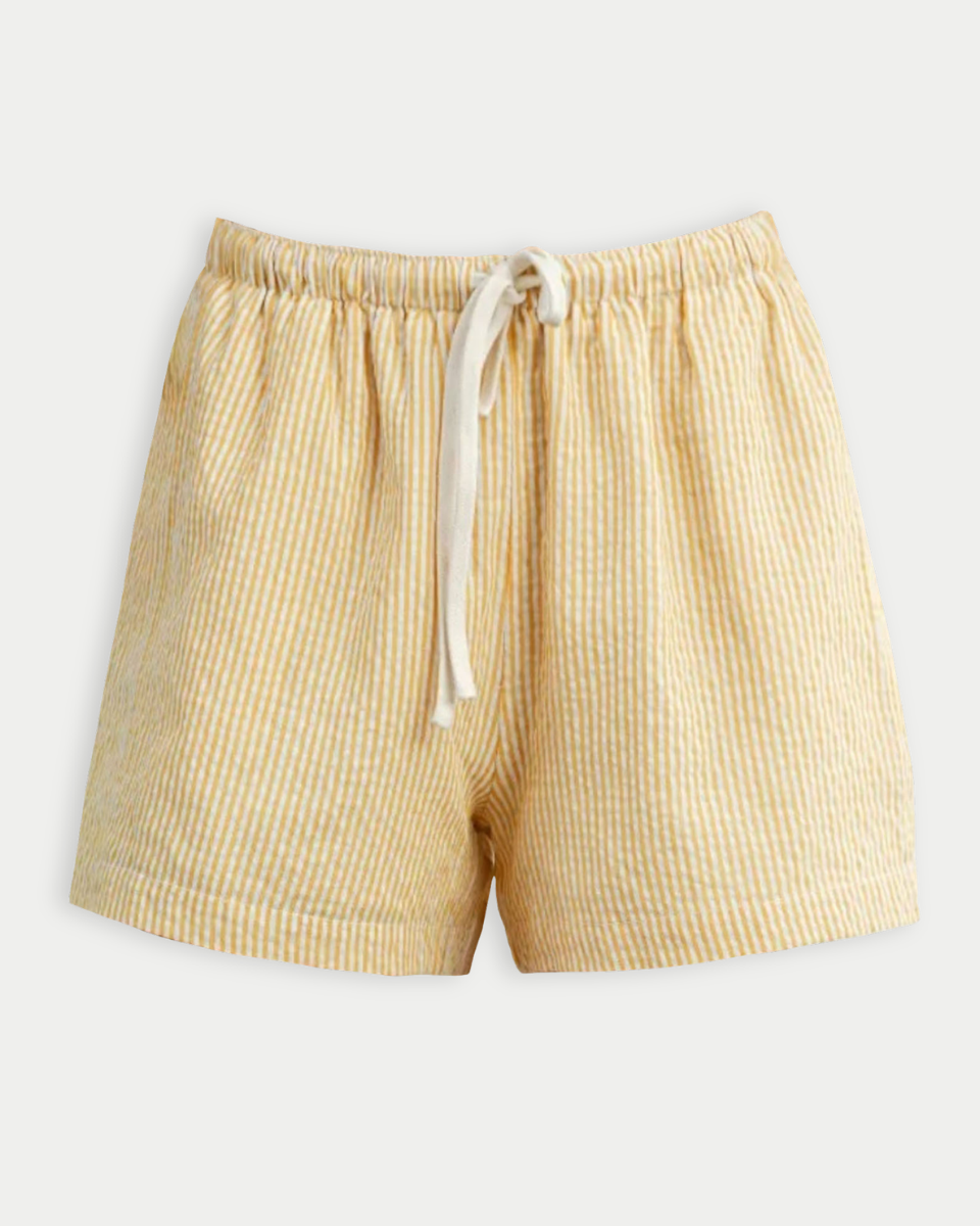 Casual Striped Drawstring Shorts in Yellow - Blackbird Boutique
