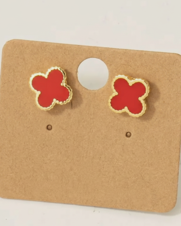 Gold Dipped Epoxy Clover Stud Earrings - Blackbird Boutique