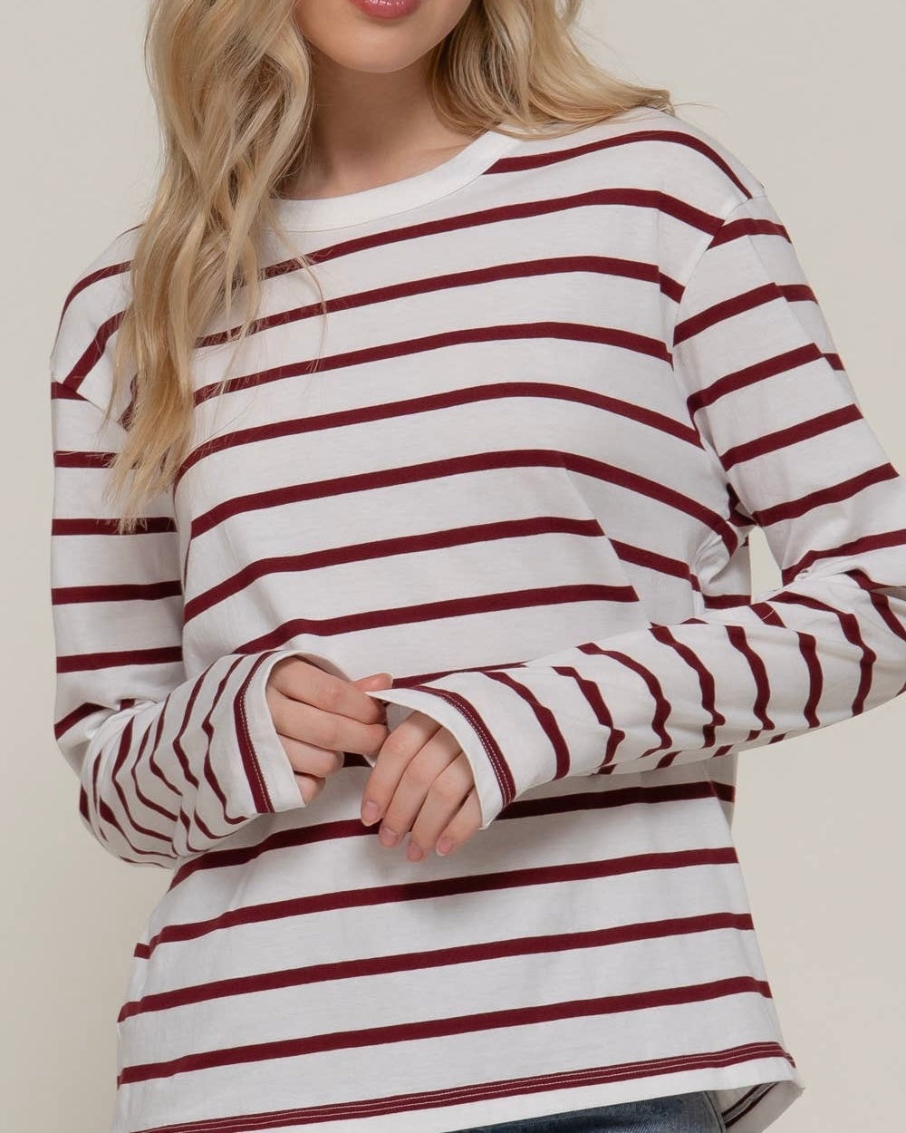 Long Sleeve Cotton Striped Tee - Blackbird Boutique