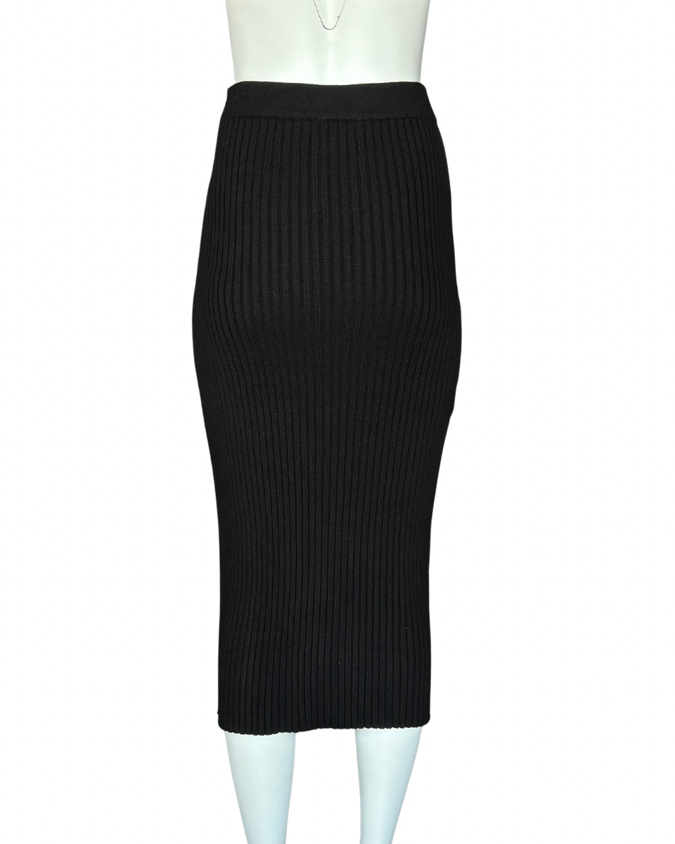 Black Ribbed Knit Skirt - Blackbird Boutique