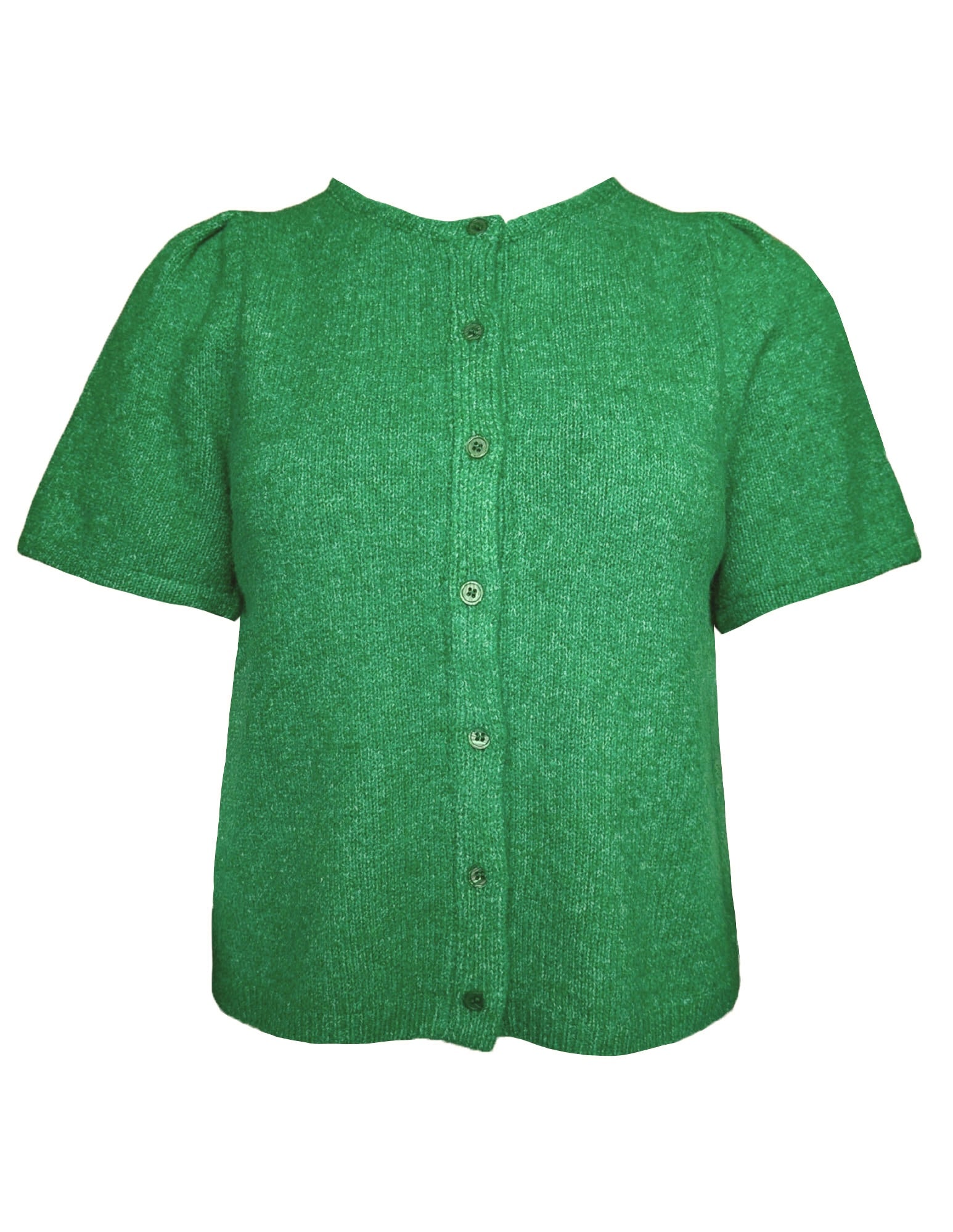 SHORT PUFF SLEEVE SWEATER CARDIGAN