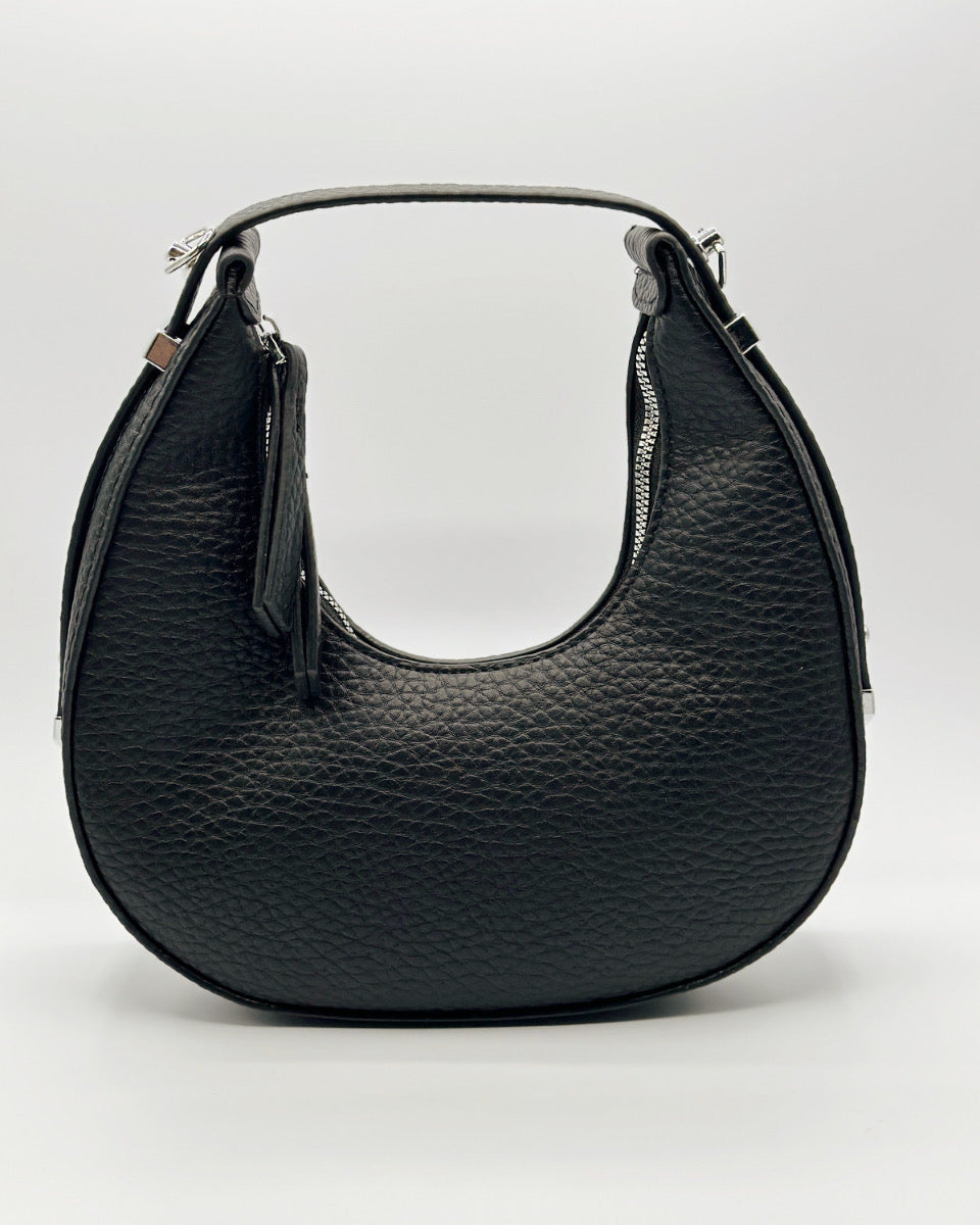 Small Leather Shoulder Bag in Black