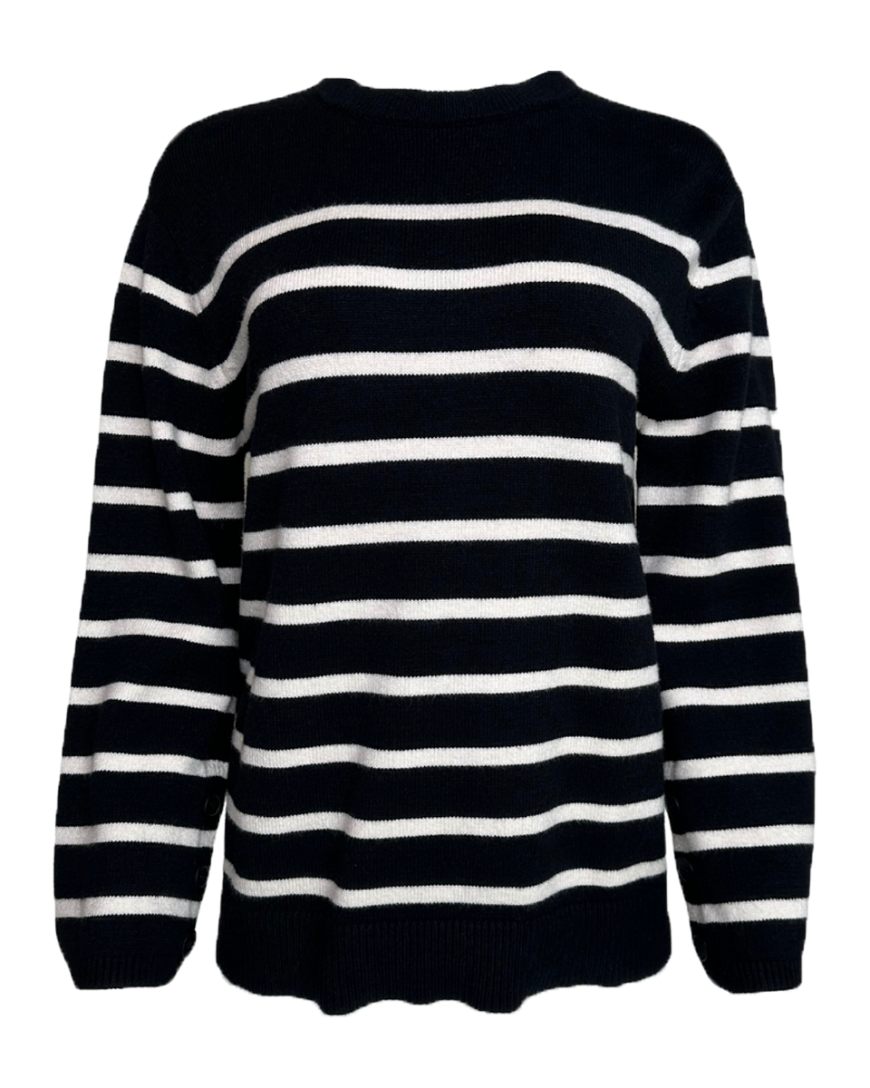 Striped Knit Sweater in Black - Blackbird Boutique