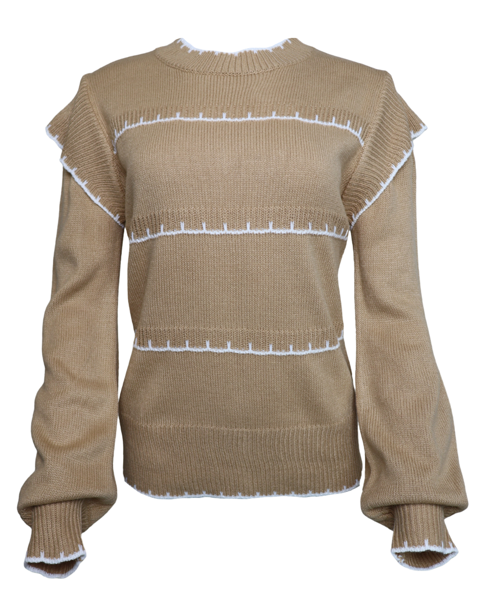 Taupe Scalloped Sweater - Blackbird Boutique