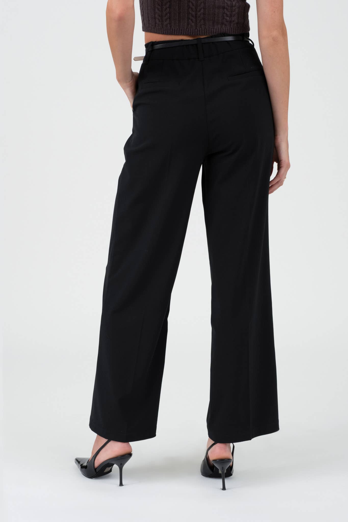 High Waist Pleated Wide Leg Dress Pant