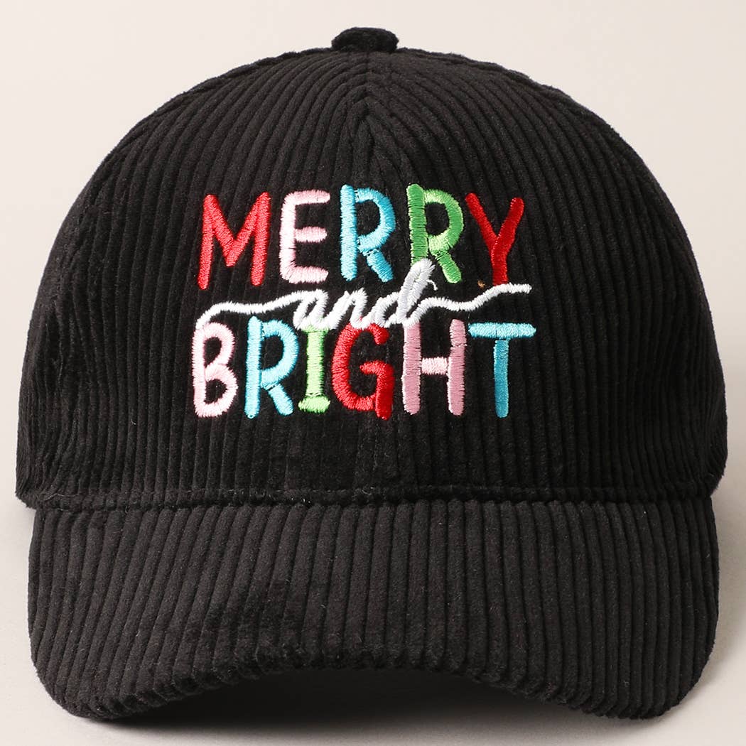 MERRY BRIGHT Embroidery Corduroy Cap - Blackbird Boutique