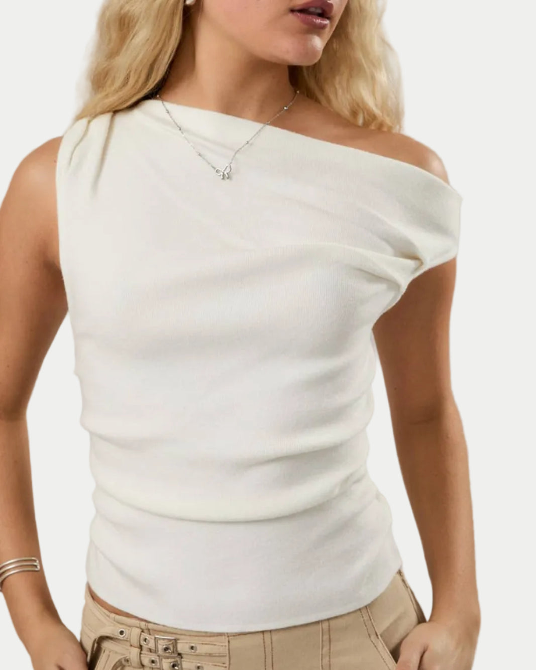 ASYMMETRICAL NECK SWEATER TOP - Blackbird Boutique