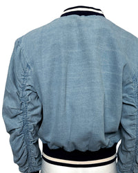 MINERAL WASHED DENIM VARSITY JACKET