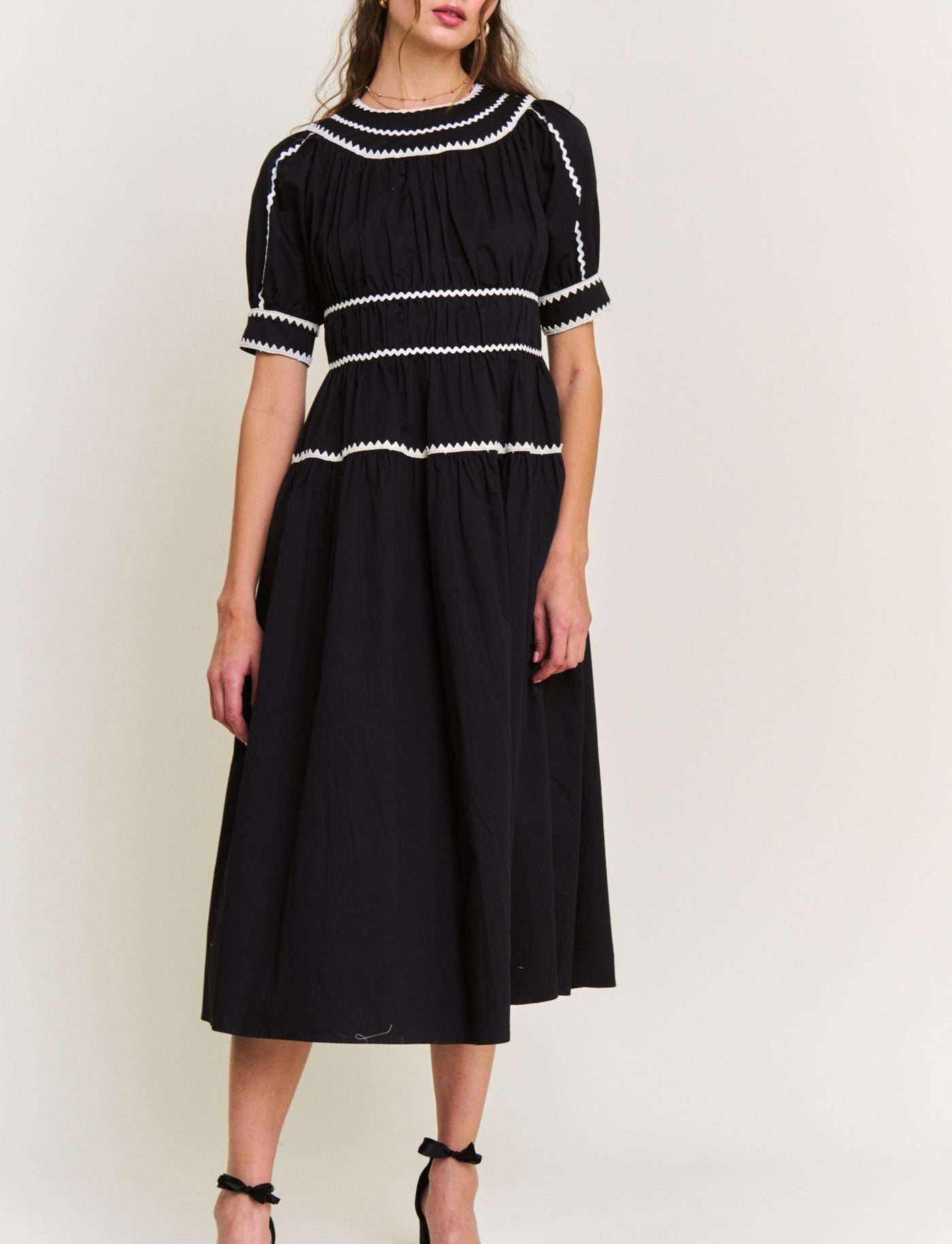 CONTRAST DETAIL MIDI DRESS