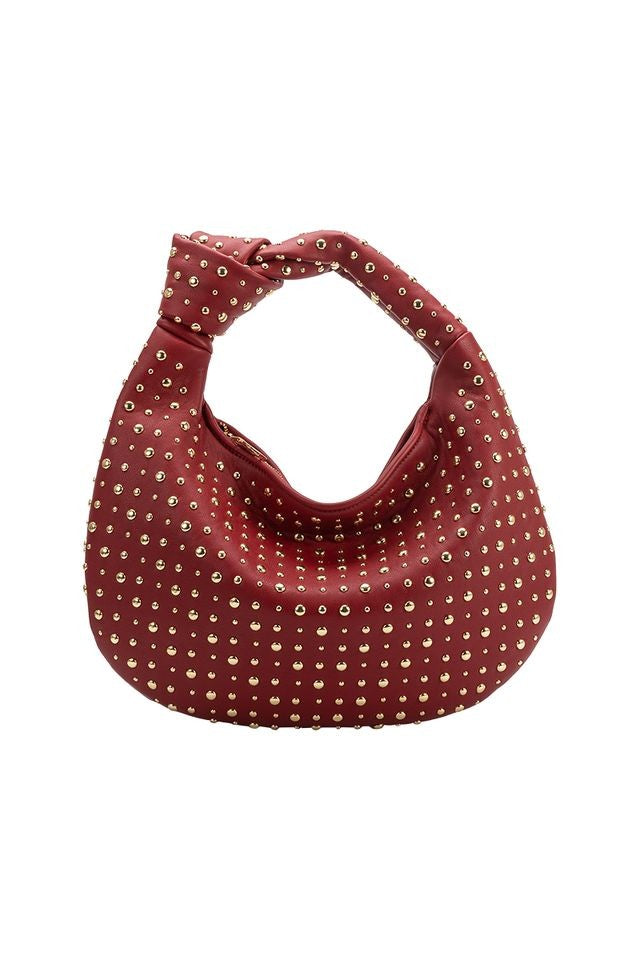 MELIE BIANCO Brigitte Studded Shoulder Bag in Red