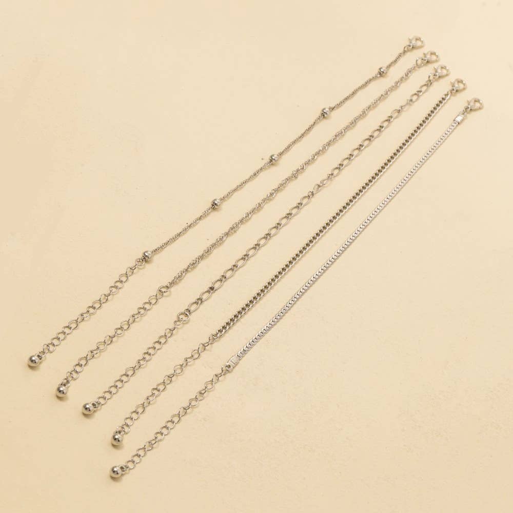 Assorted Dainty Metallic Chains Bracelet Set - Blackbird Boutique