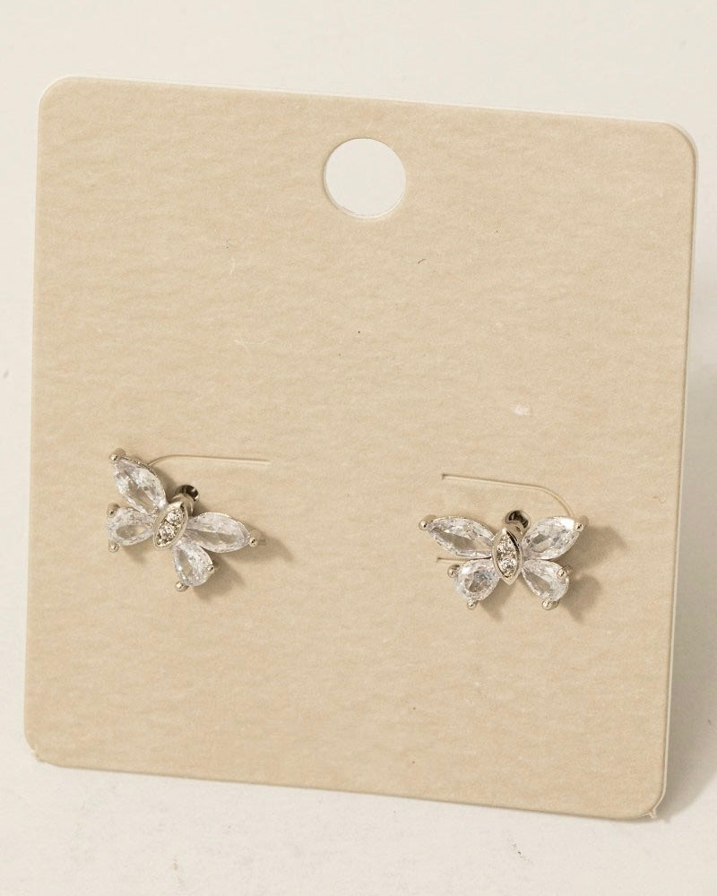 CZ Butterfly Stud Earrings - Blackbird Boutique