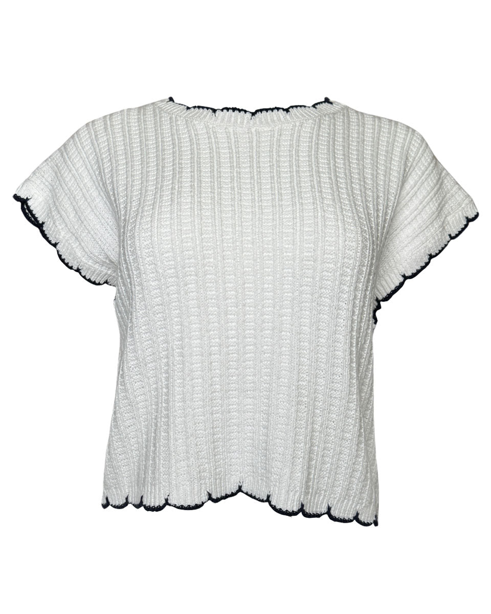 Solid Pullover Knit Sweater Top in Off White