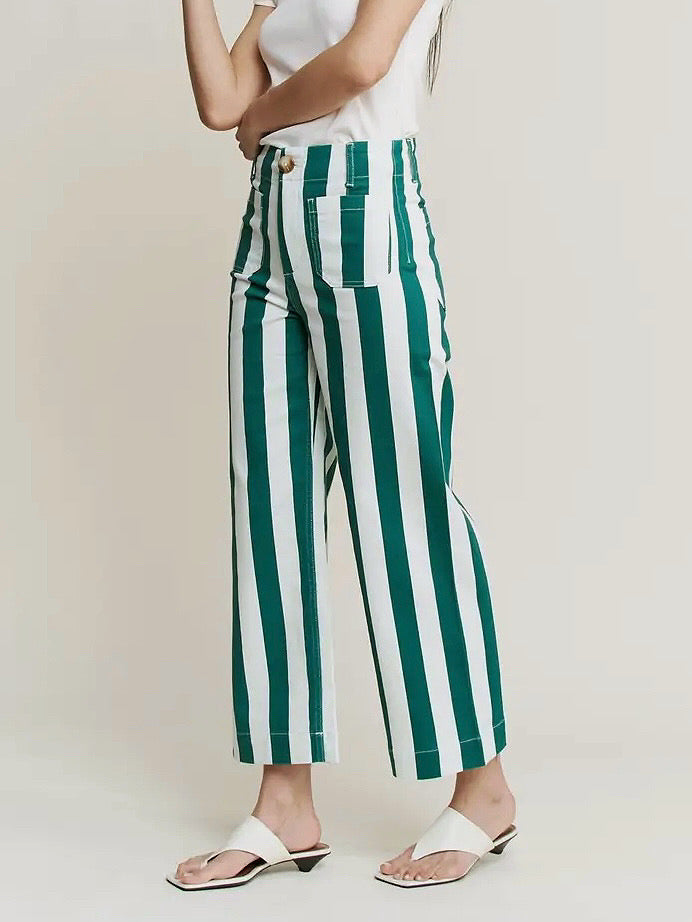 SUPER HIGH STRIPE CROPPED WIDE LEG DENIM