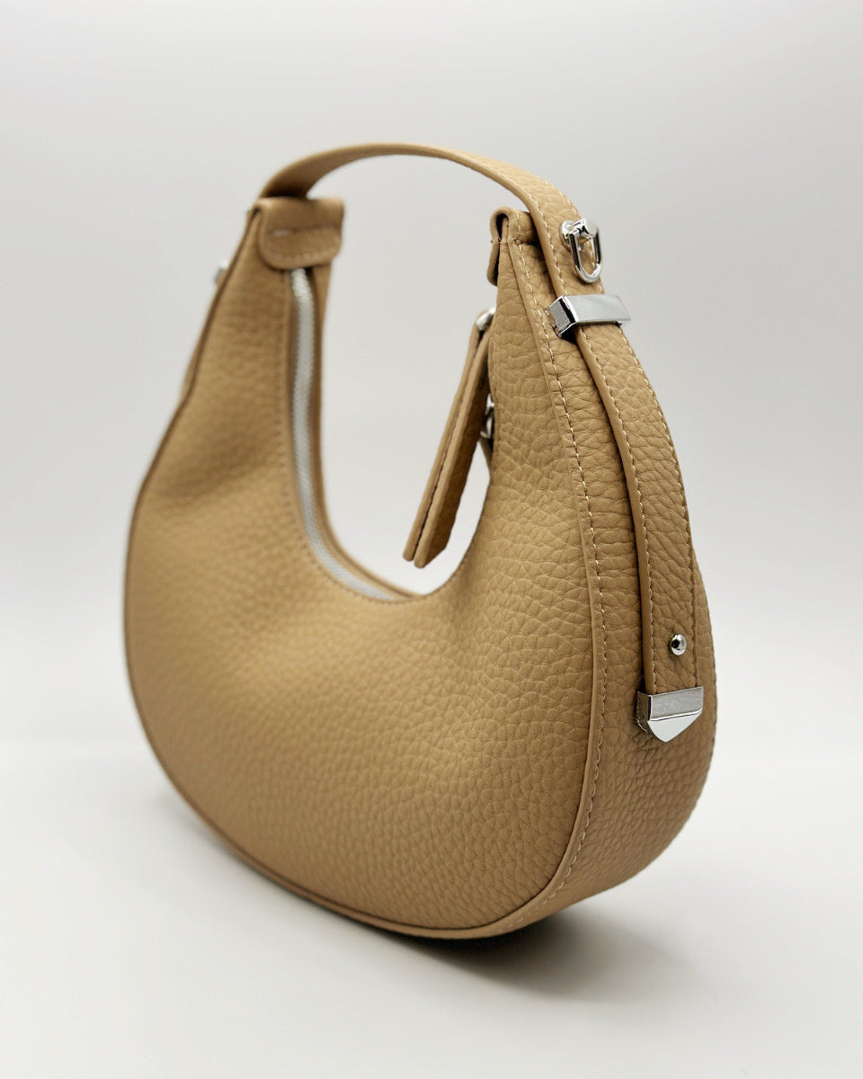 Small Leather Shoulder Bag in Khaki - Blackbird Boutique