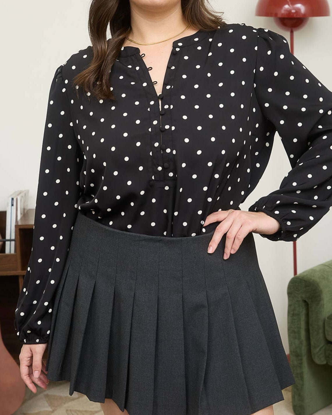 PLUS Polka Dot Blouse - Blackbird Boutique