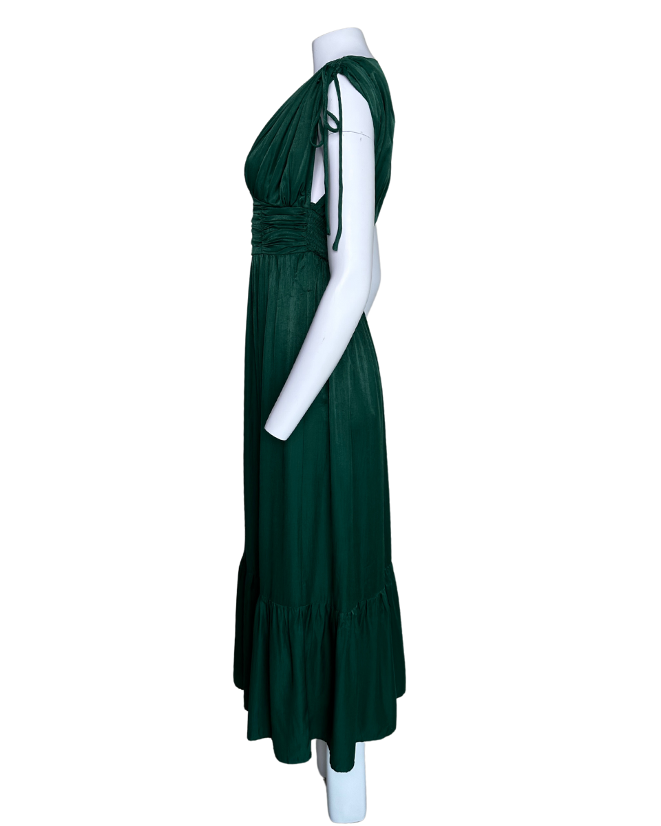 Green Satin Maxi Dress - Blackbird Boutique
