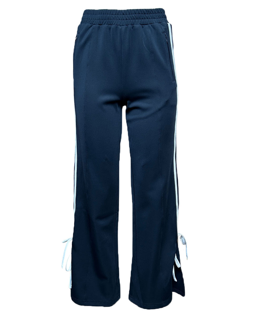 Bow Detail Track Pants in Dark Navy