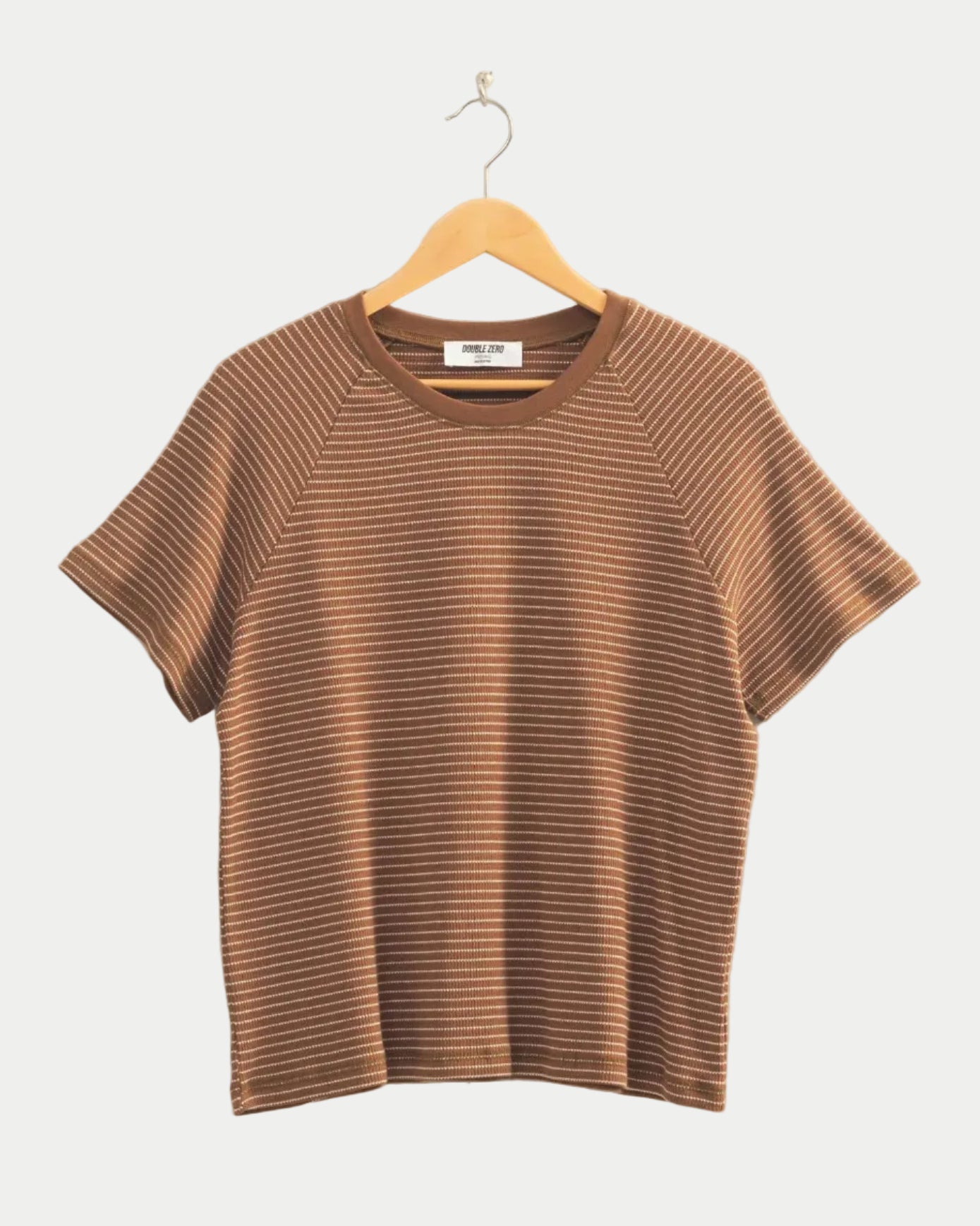 Textured Striped Raglan Sleeve Tee - Blackbird Boutique in brown stripe