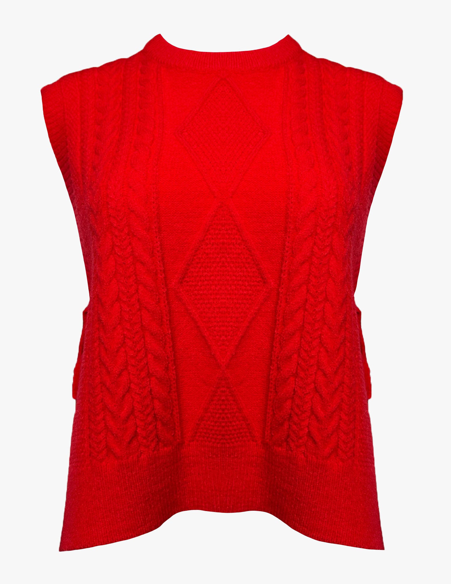 CABLE KNIT SIDE TIE SWEATER VEST
