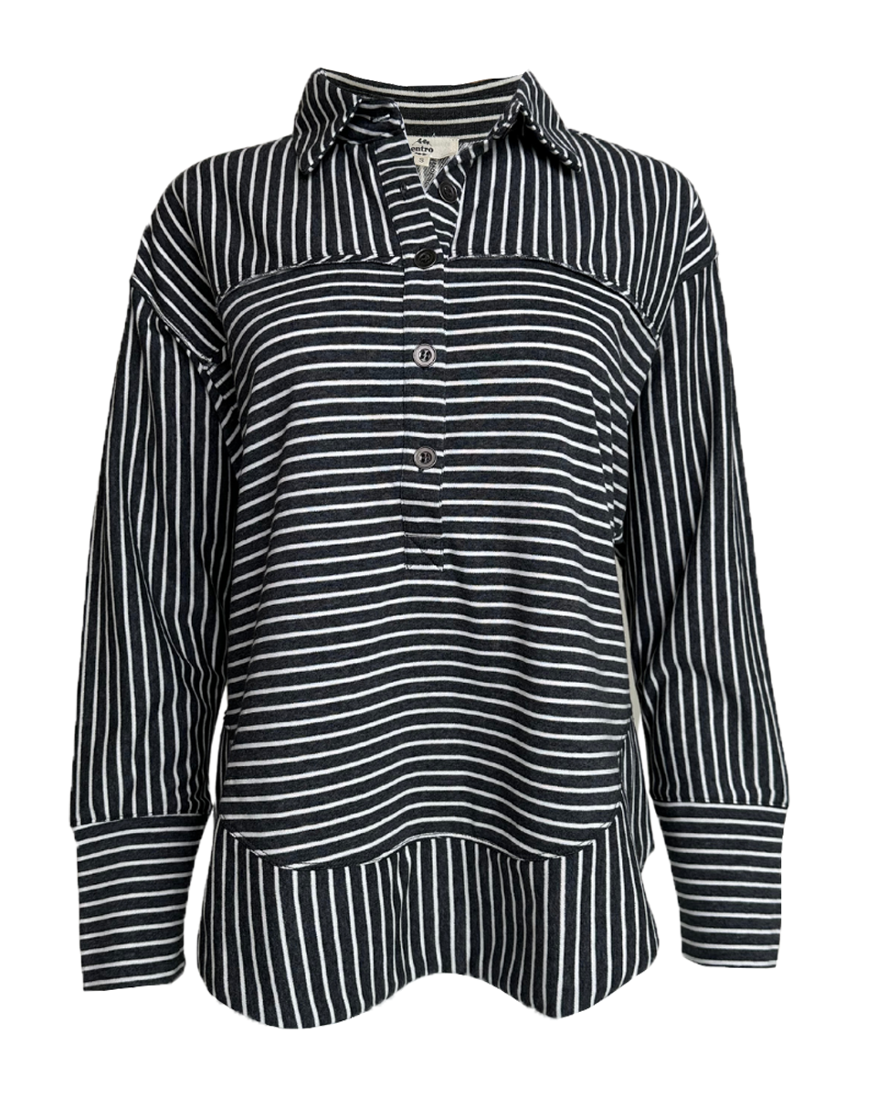 Gray Striped Knit Top - Blackbird Boutique