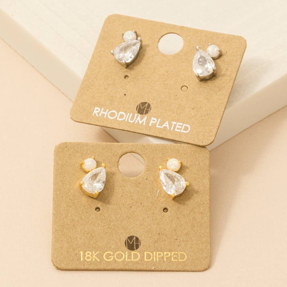 Rhinestone Teardrop Stud Earrings - Blackbird Boutique