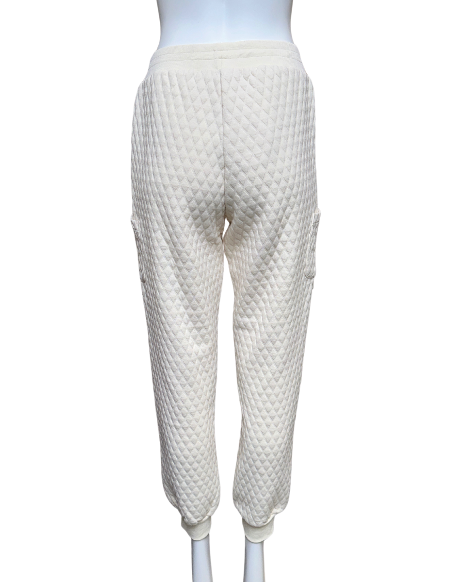 Diamond Shaped Jacquard Jogger Pants in Cream - Blackbird Boutique