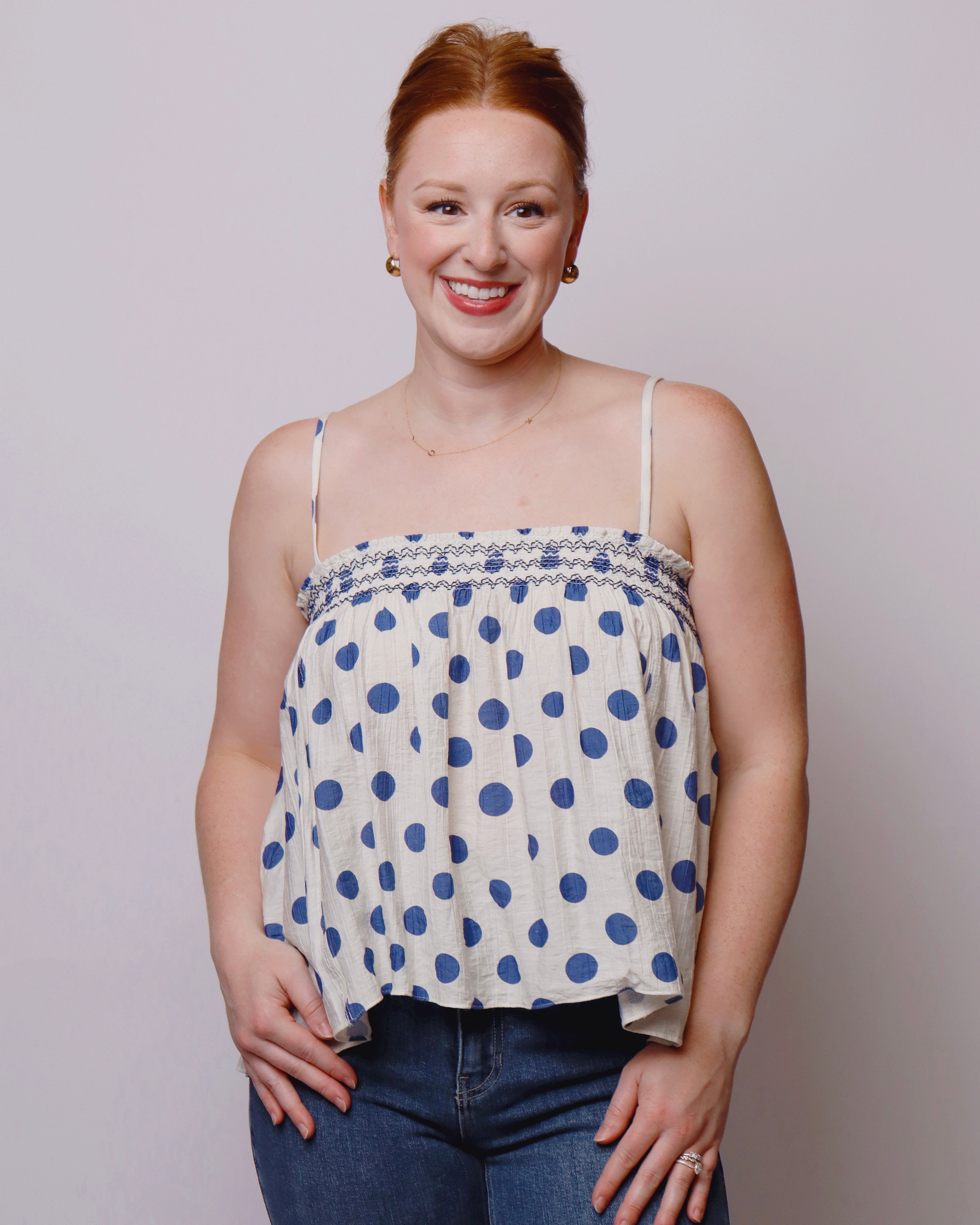 Rebel Polka Dot Smocked Cami Top