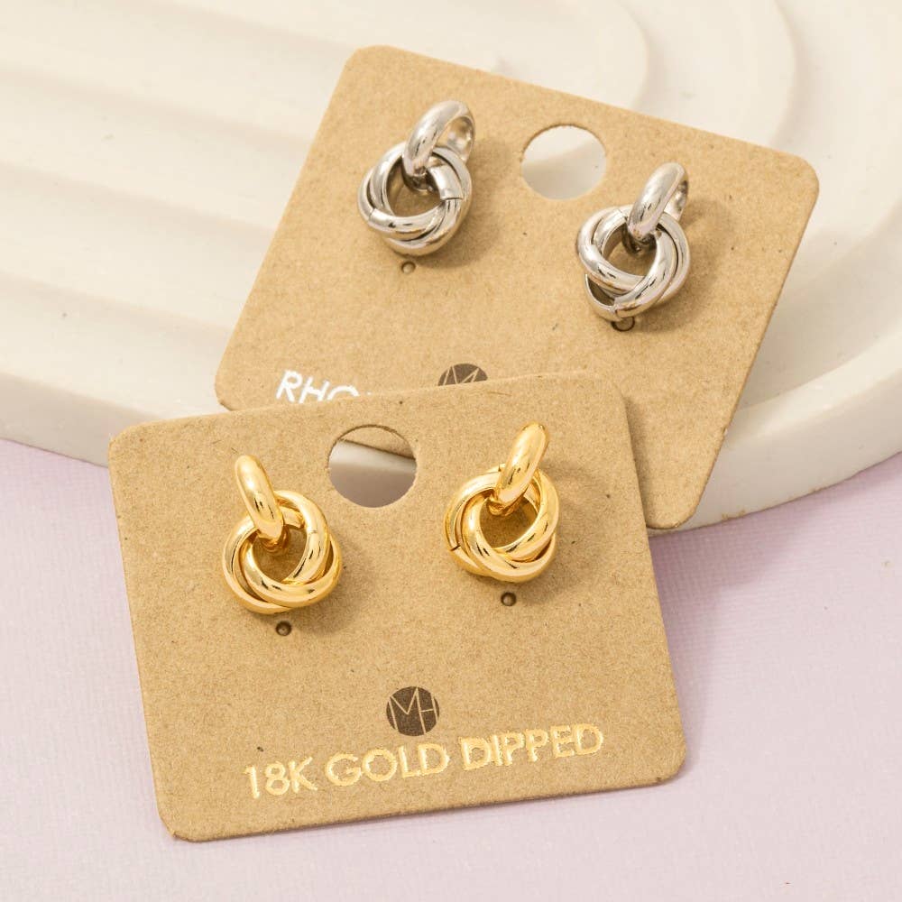 Metallic Knot Stud Earrings - Blackbird Boutique