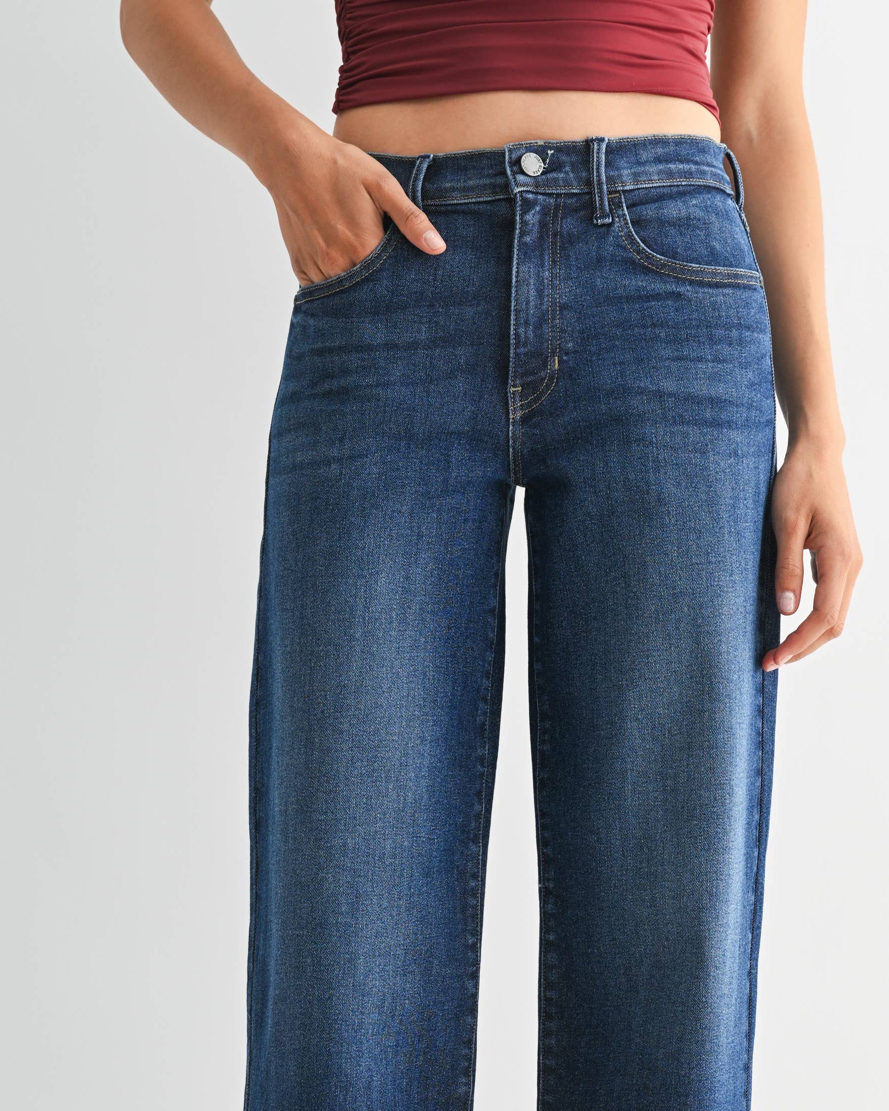 JUST BLACK DENIM | Dark Wash Loose Straight Jeans - Blackbird Boutique