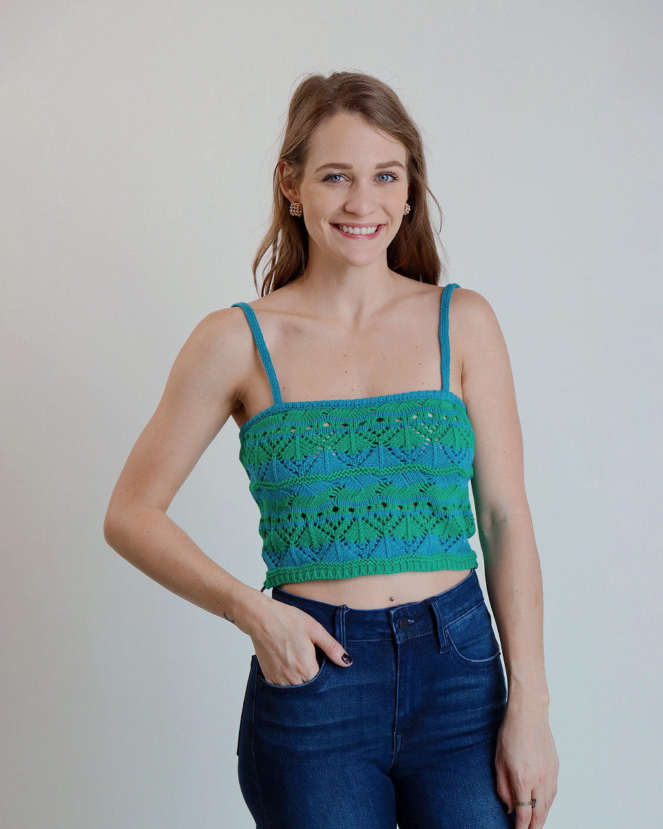Teal Knit Cropped Tank - Blackbird Boutique