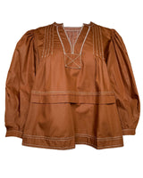 3/4 Sleeve Babydoll Top in Caramel - Blackbird Boutique