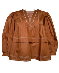 3/4 Sleeve Babydoll Top in Caramel