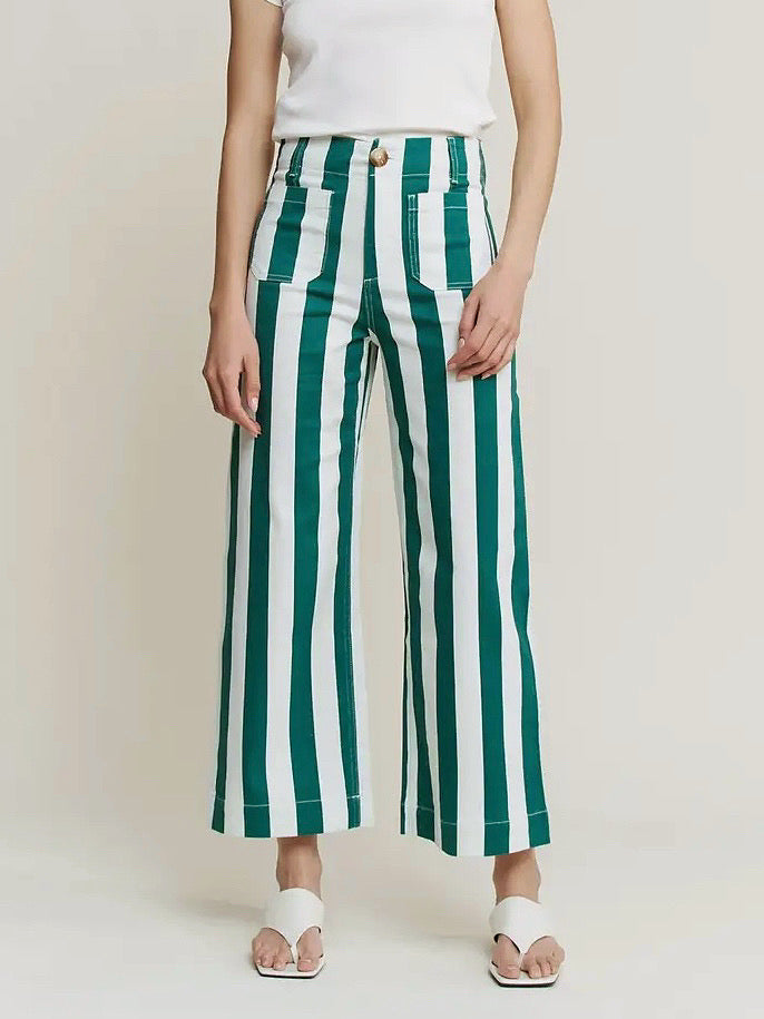 SUPER HIGH STRIPE CROPPED WIDE LEG DENIM