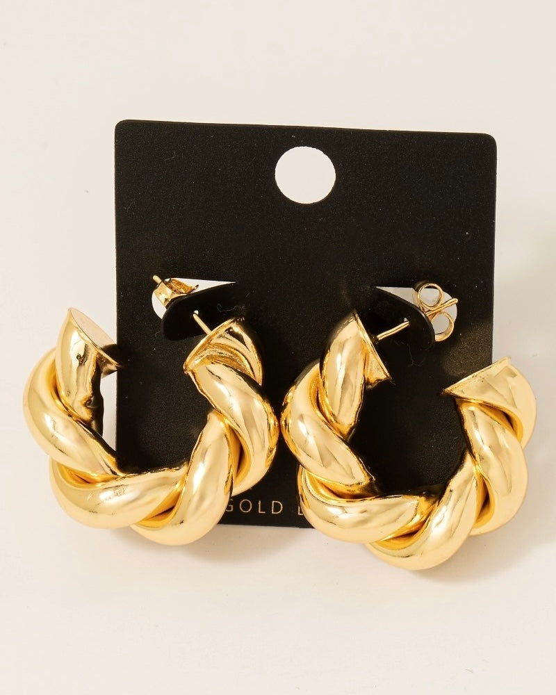 Gold Dipped Twisted Tube Hoop Earrings - Blackbird Boutique