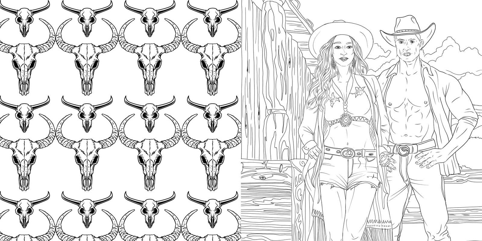 Western Romance Cowboy Coloring