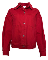 RED BOXY FIT DENIM JACKET