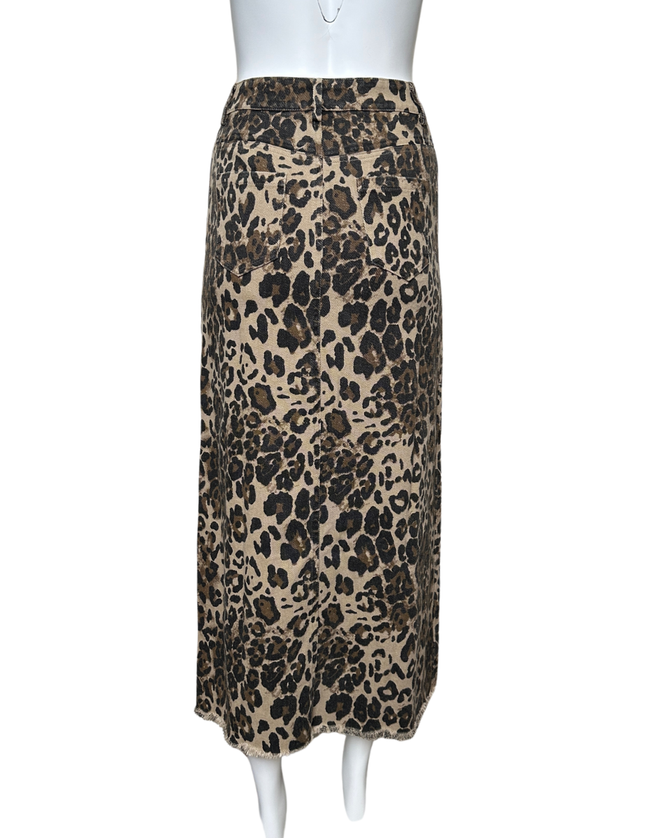 Leopard Denim Skirt - Blackbird Boutique