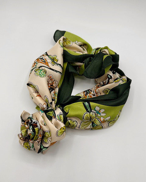 Green Floral Silky Bandana Scarf Blackbird Boutique