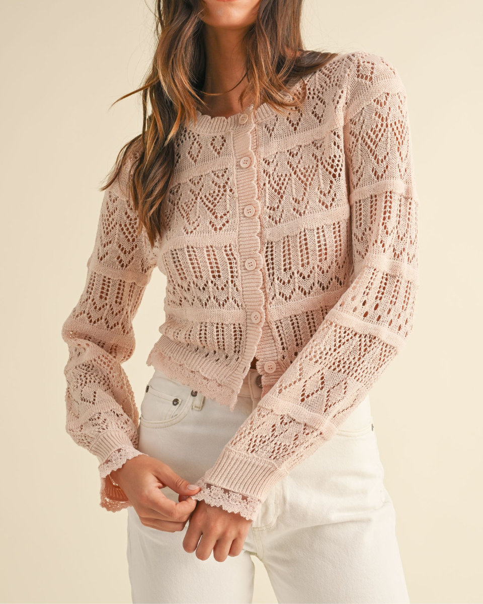 LACE TRIM CARDIGAN