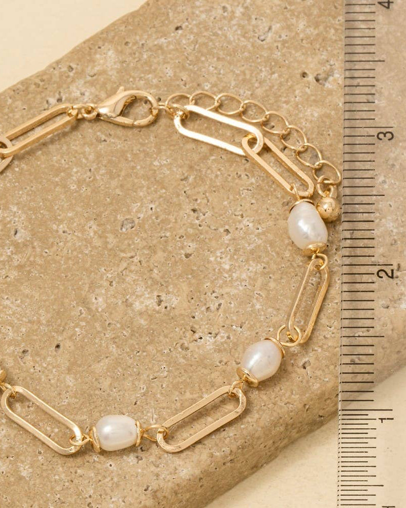 Freshwater Pearl And Oval Chain Bracelet - Blackbird Boutique