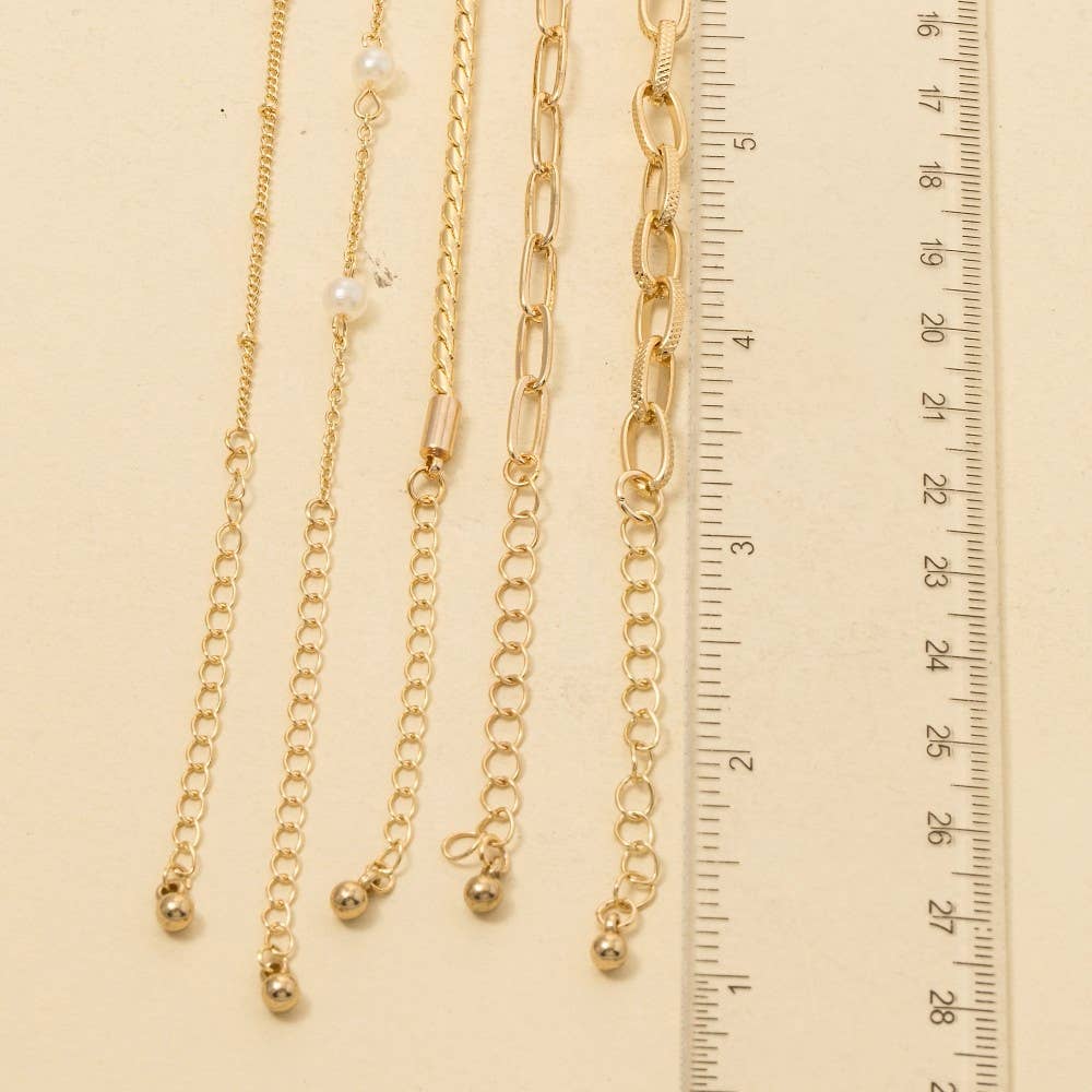 Mixed Metallic Chains Bracelet Set - Blackbird Boutique