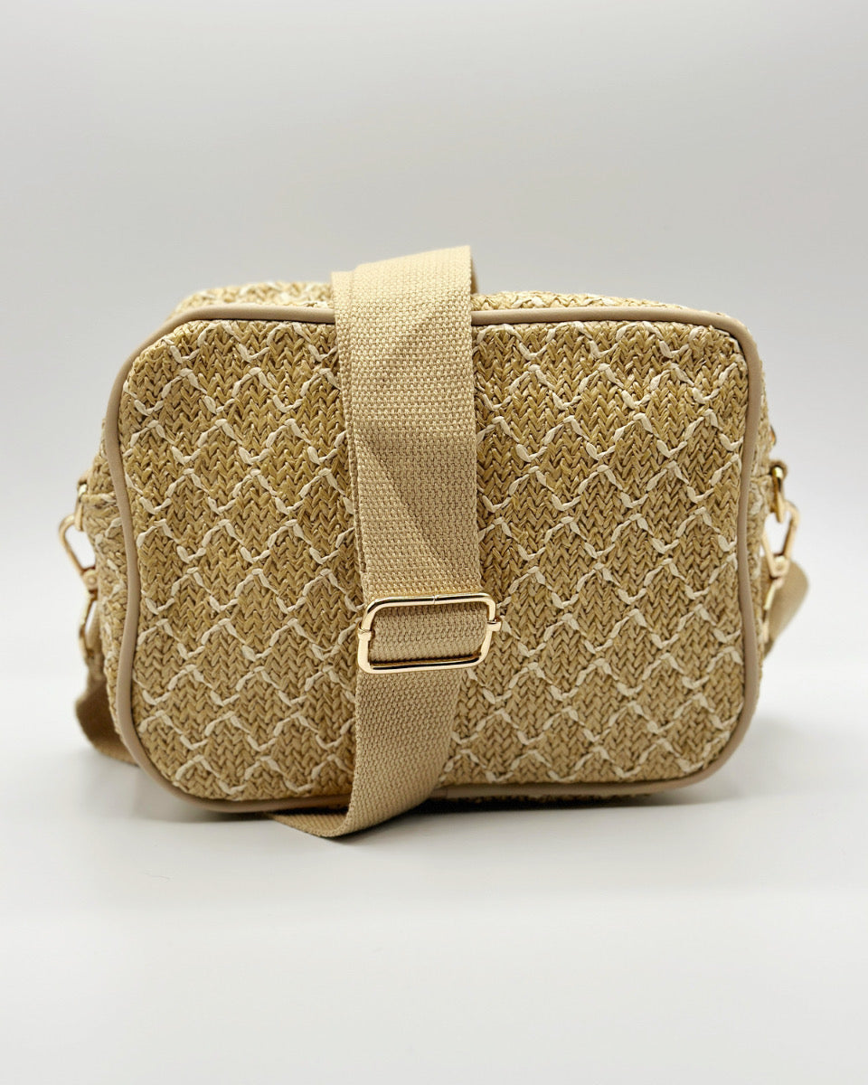 Straw Crossbody Bag in Khaki - Blackbird Boutique