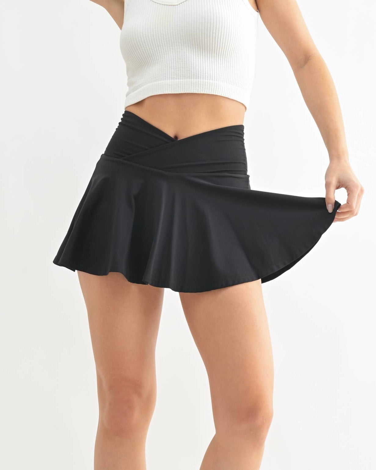 Mono B Crossover Waist Circle Skort - Blackbird Boutique