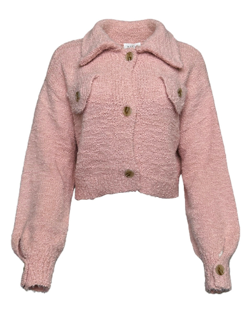 Soft Fuzzy Sweater Jacket In Dusty Mauve - Blackbird Boutique