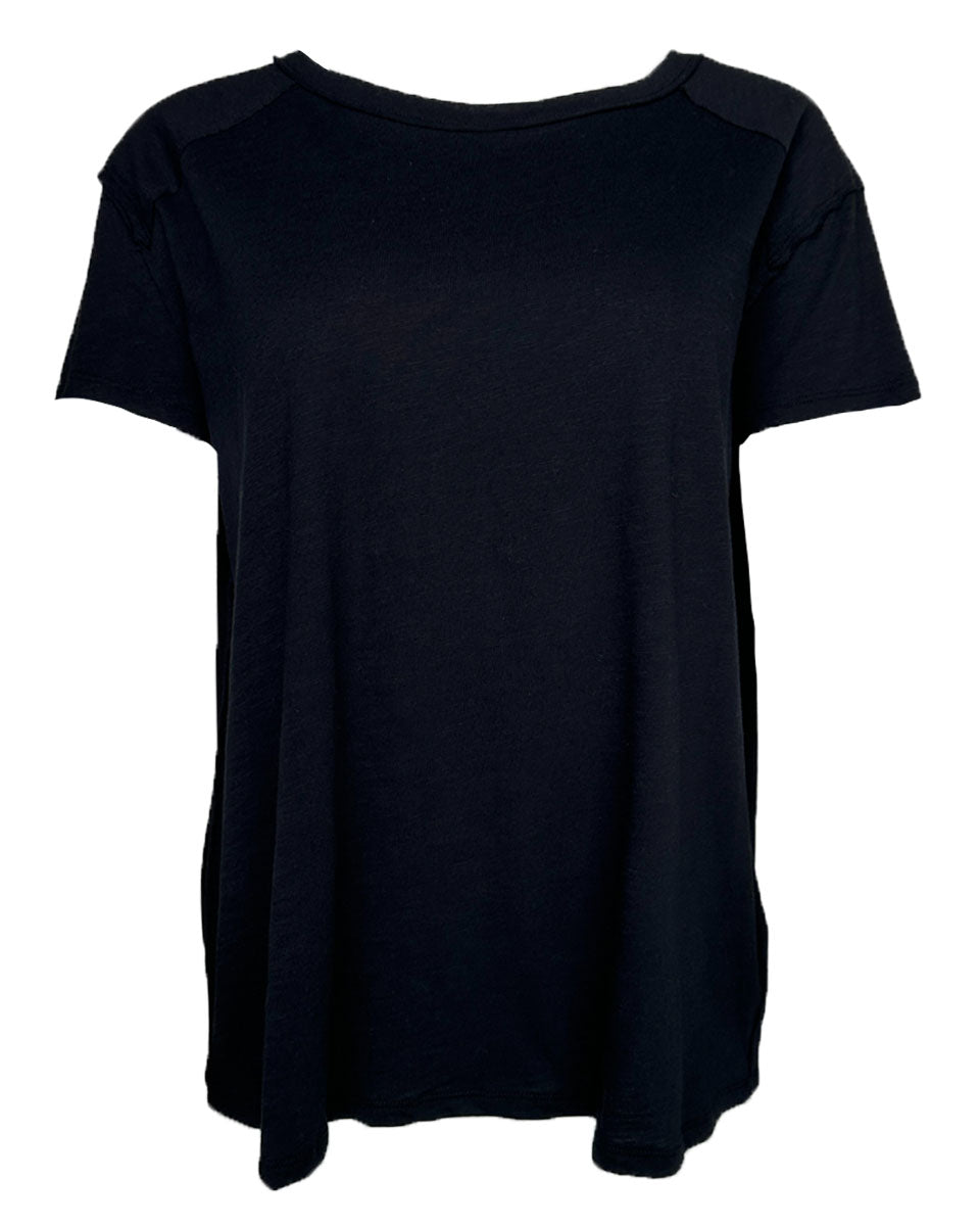 Short Sleeve Knit Tee in Black - Blackbird Boutique