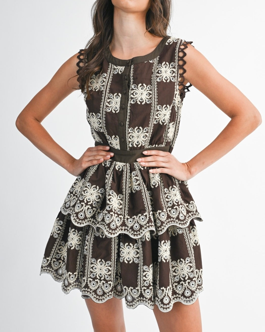 Embroidered Tiered Dress - Blackbird Boutique