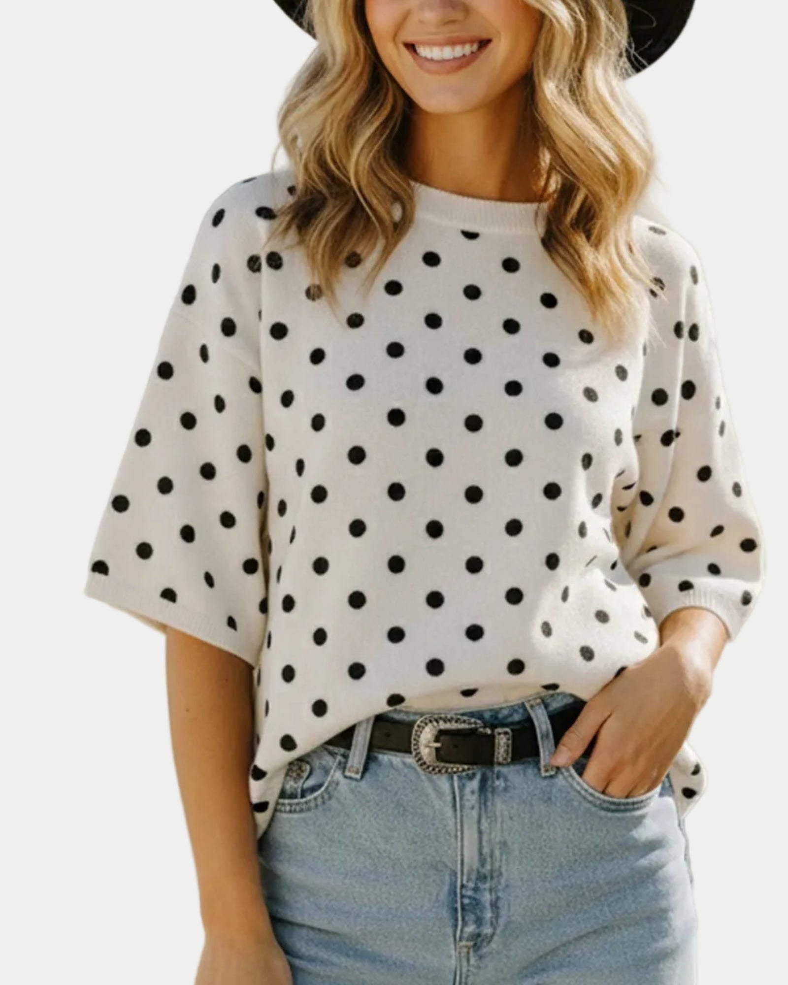 Oversized Polka Dot Sweater Top - Blackbird Boutique